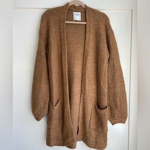 brown long sweater cardigan